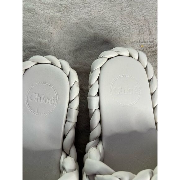 Chloé Women's Ivory Leather Slide Sandals Braided Design Casual Summer s… - Picture 8 of 13